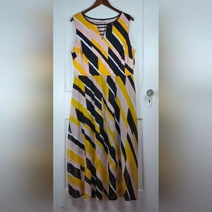 Lane Bryant Pink Black and Yellow Geometric Sleeveless Midi Dress 16